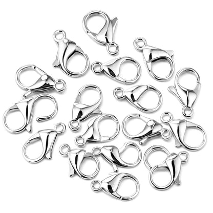 Mandala Crafts 9mm Stainless Steel Lobster Clasps for Jewelry Making - 100 PCs SS Lobster Claw Clasps with Jump Rings Jewelry Findings Kit for Necklaces Bracelets Charms Fasteners
