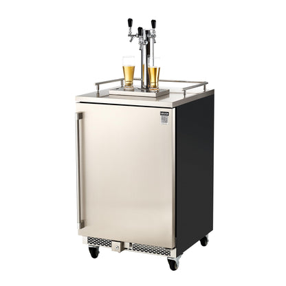 VEVOR Beer Kegerator, Triple Tap Commercial Draft Beer Dispenser for D system, Full Size Keg Refrigerator with 5lbs CO2 Tank, Hold 3 Sixth/2 Slim/3 Ball lock keg (3 taps - D system - stainless steel)