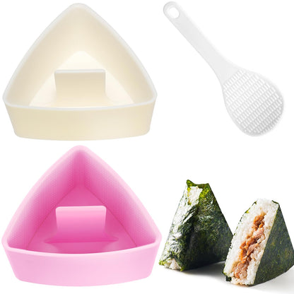 Musubi Press Mold Kit，Onigiri Mold Triangle，4 Pack Japanese Rice Cooker Kit for Lunch Bento
