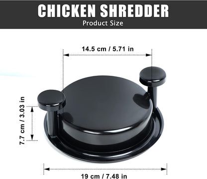 Chicken Shredder Tool Twist, Non-Skid Base Meat Shredder with Handles for Beef, Pork, and Chicken (Black)