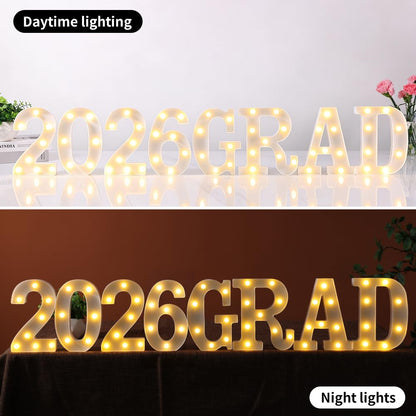 Bomivix 2026 Graduation Decorations – 8 LED Marquee Light-Up Letters,Grad 2026" for Preschool, Kindergarten, School, and College Party Décor
