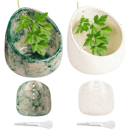 Quuztao 2PCS Pottery Herb Stripper Bowl, Multi Size Holes Handmade Herb Stripping Bowl Ceramic Durable Tool for Separating Leaves and Stems