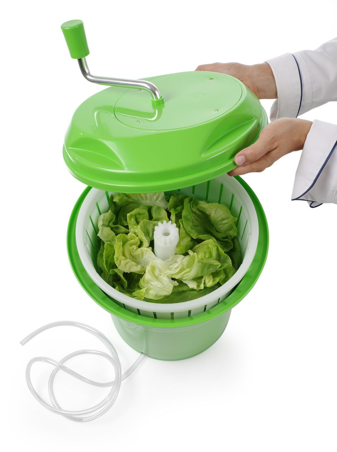 Heavy-Duty Vegetable Spinner, 12L Large Capacity Salad Dryer, Manual Lettuce Spinner for Commercial Catering, 3 Gallon Food-Grade Veggie Drainer for Restaurants, Food Trucks & Home Kitchens