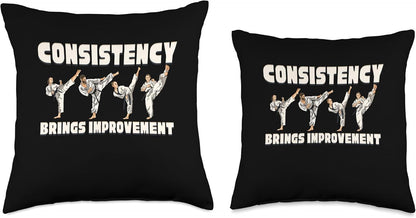 Consistency Brings Improvement Martial Arts Throw Pillow
