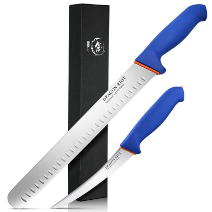 DRAGON RIOT Carving Knife Set for Meat 12 Inche Meat Slicing Knife and Boning Knife and 6 Inch Curved Beef Brisket Trimming Bundle