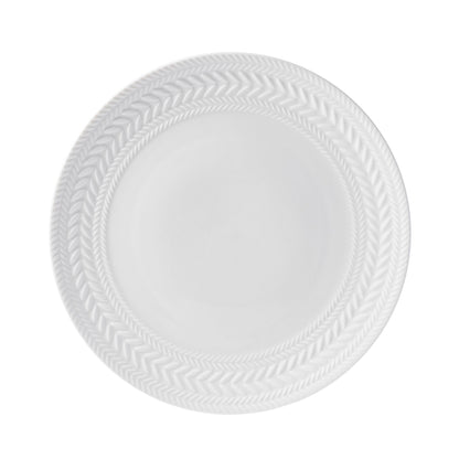 Pfaltzgraff Josephine 24-Piece Dinnerware Set, Porcelain Dish Set with Embossed Basket Weave Design, Service for 8, White Plates and Bowls Sets, Microwave and Dishwasher Safe