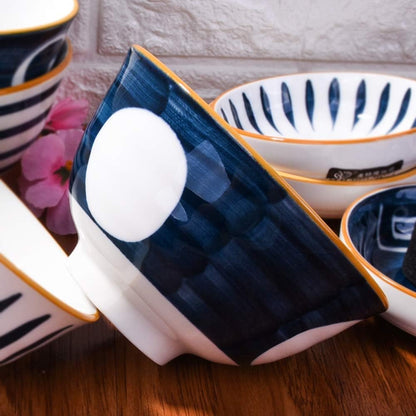 Japanese Rice Bowl Set, 4 Ceramic Sushi Bowls for Soup & Oats