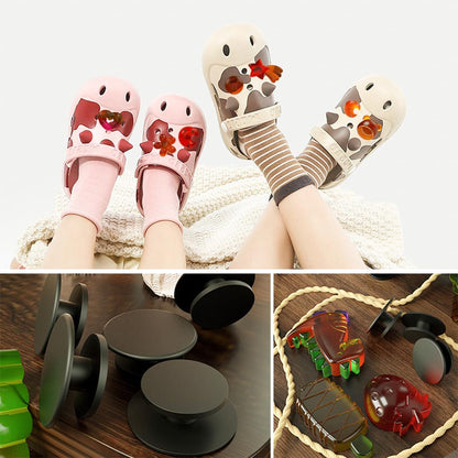 Zayookey 4pcs Shoe Charms Molds Resin Casting Cartoon Silicone Mould with 20 Buckles Small Flower Epoxy Mold for Clogs Sandals Scrapbooking DIY Phone Case Refrigerator Magnets