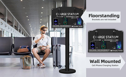Floor Stand Cell Phone Charging Station Mobile Phone Charging Station | Fast Charging 8 Device | Compatible with Apple Tablets Android Port | Great for Offices Hotel Hospital Airport