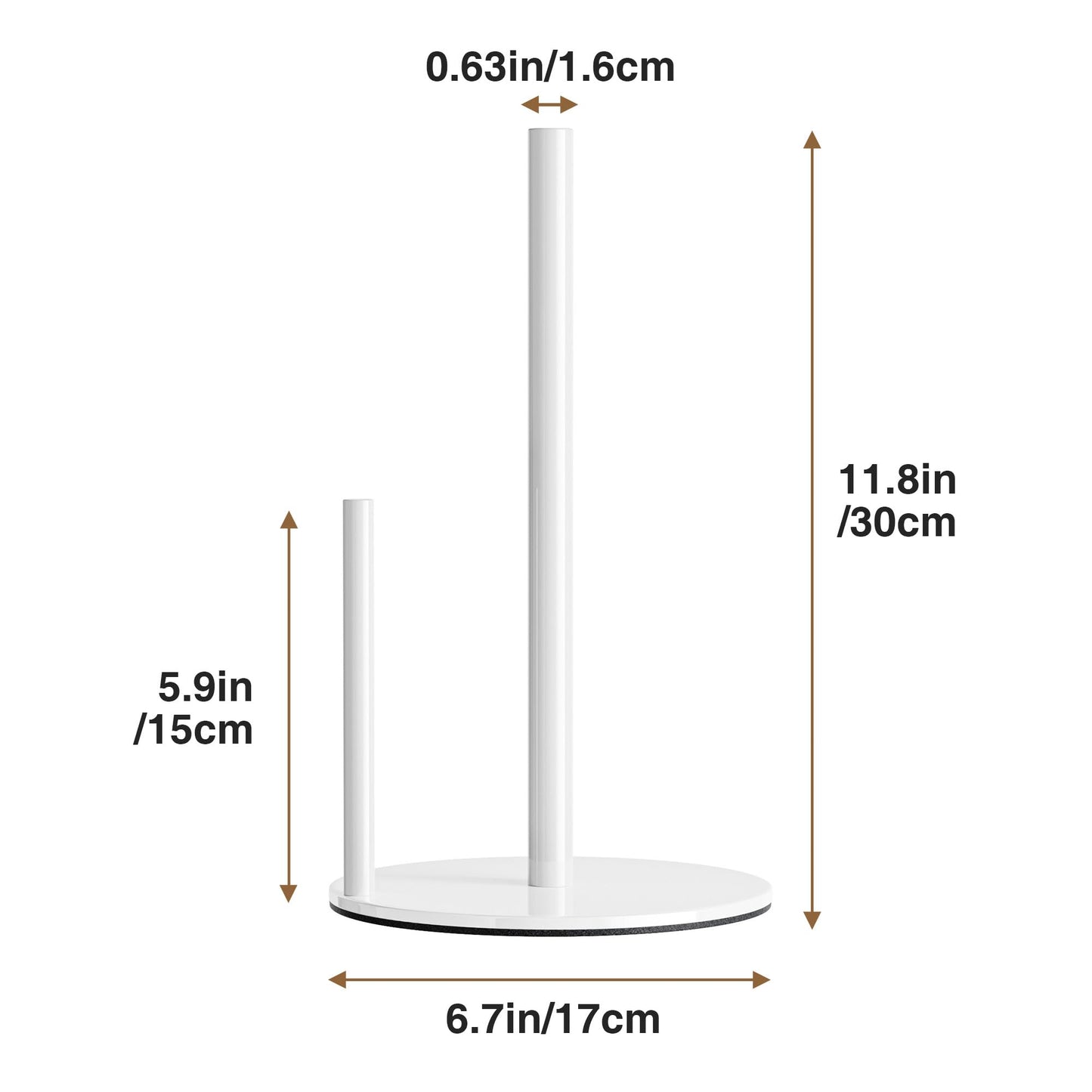 Paper Towel Holder White Kitchen Roll Holder, Paper Towel Holder for Kitchen Roll Organize, Countertop Roll Dispenser with Weighted Base