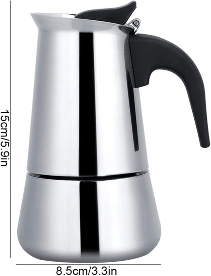 Stainless Steel Moka Pot Espresso Coffee Maker, Portable Electric Heating Espresso Maker for Home Office Use