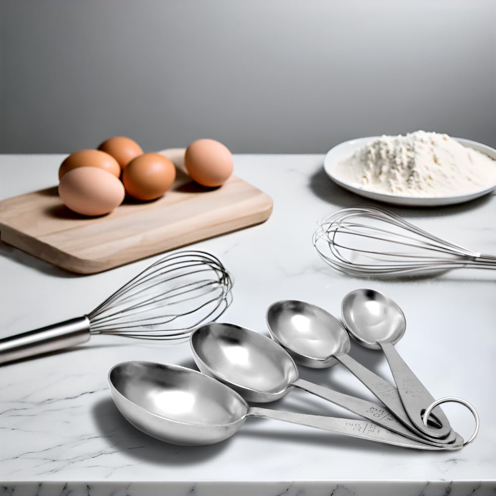 Lindy's MPC4 4-Piece Stainless Steel Measuring Scoop Set,Silver, 9 inches long