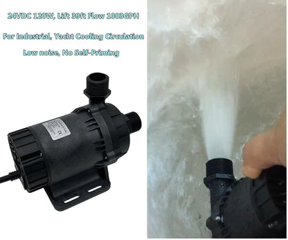 SHYSKY Heavy Duty Low Noise 24V 120W Micro Brushless DC Water Pump DC60G-24120S-1 39ft 1003GPH, DRY RUN Protection, For Cooling Circulation Pressure Sys