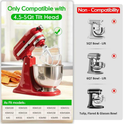 Coated Flat Beater Replacement for KitchenAid 4.5-5 Qt Tilt-Head Stand Mixer, Durable Paddle Attachment for Efficient Mixing & Easy Cleanup,Replacement K45B