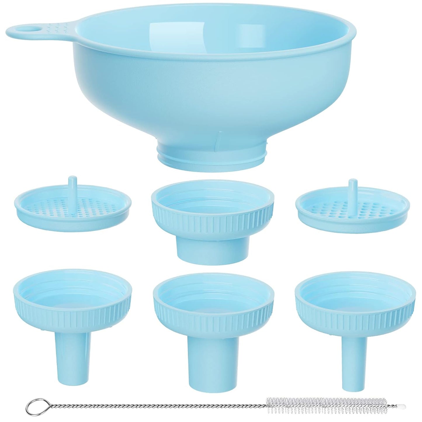 Wide Mouth Kitchen Funnel - Food Grade Plastic Canning Funnel with 4 Sizes Spouts for Mason Jars