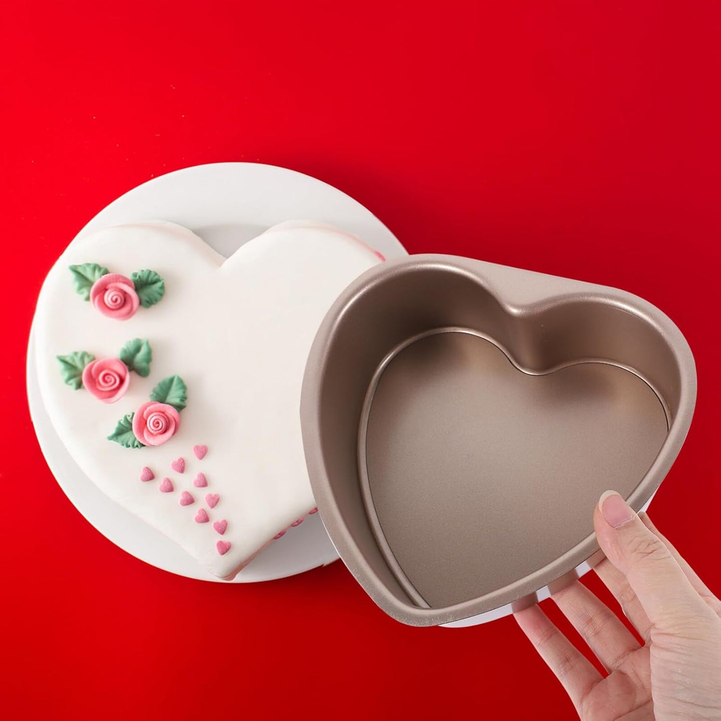 BESTOYARD 6 Inch Heart Cake Pan, Stainless Steel Non-Stick Cheesecake Baking Mold with Removable Bottom for Weddings