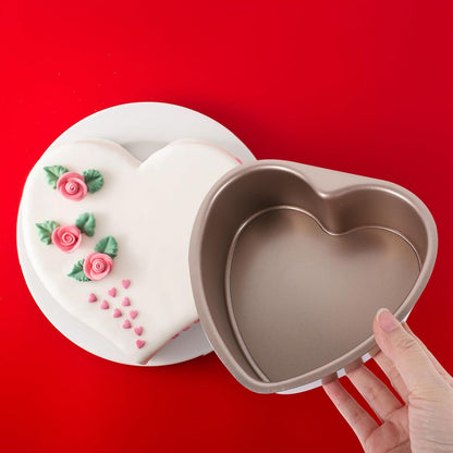 BESTOYARD 6 Inch Heart Cake Pan, Stainless Steel Non-Stick Cheesecake Baking Mold with Removable Bottom for Weddings