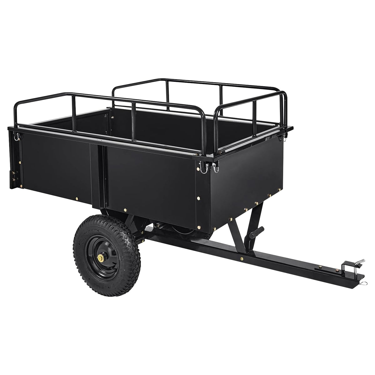 Heavy Duty Dump Cart ATV/UTV Trailer, 1600 Lb with Removable Sides & All Terrain Tires Lawn Mower- Gardening Equipment for Yard, Lawn, and Outdoor Use