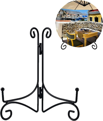 Plate Stand, 8 Inch Black Iron Easel for Display, Tabletop Holder for Photo, Picture Frame, Decorative Plates