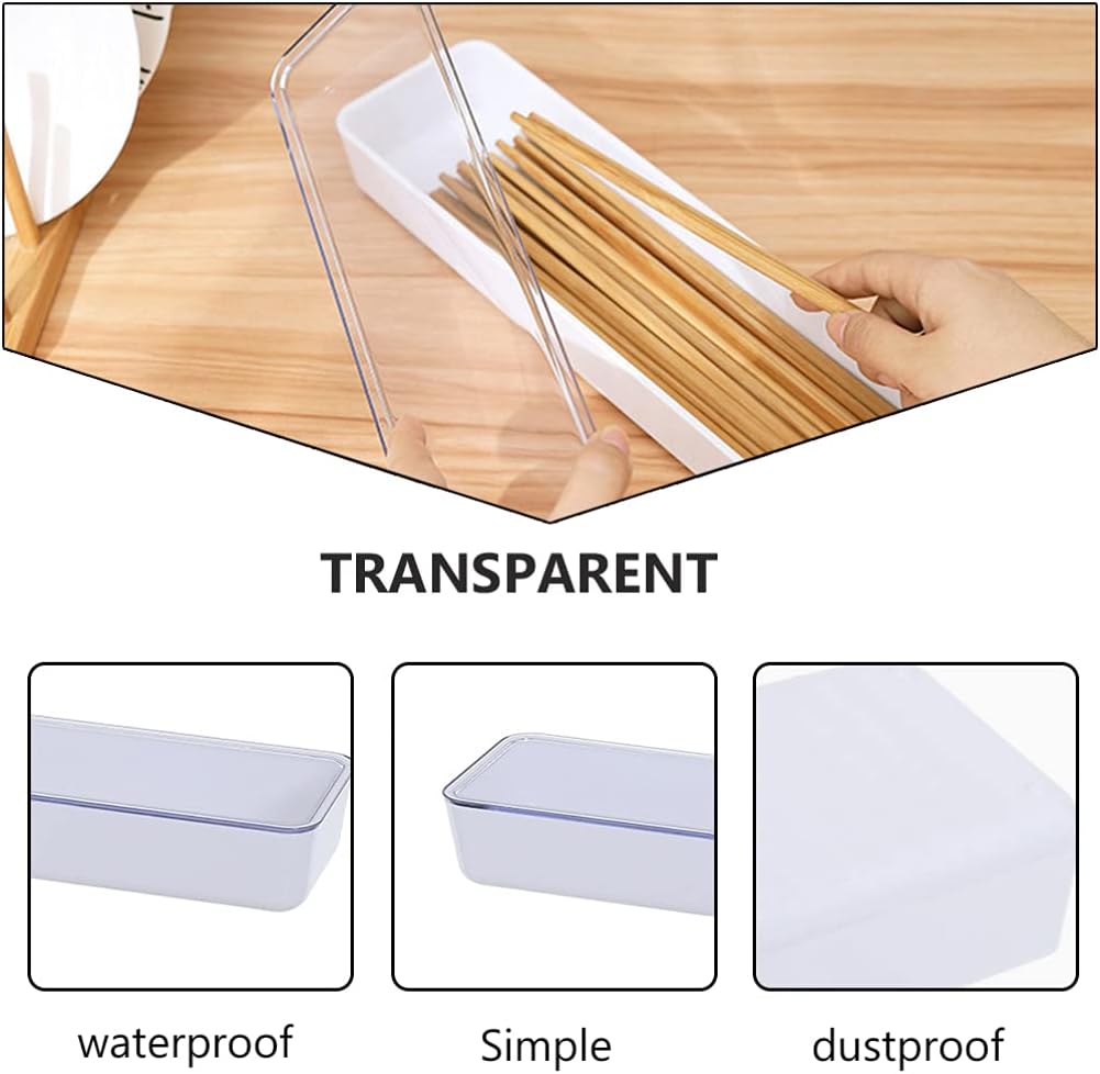Cabilock Flatware Tray with Lid, Kitchen Drawer Organizer with Lid and Drainer, Plastic Cutlery Tray and Storage