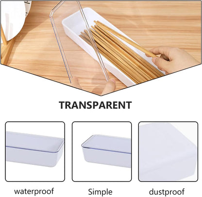 Cabilock Flatware Tray with Lid, Kitchen Drawer Organizer with Lid and Drainer, Plastic Cutlery Tray and Storage