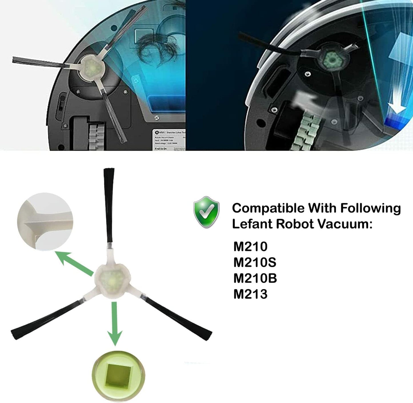 Replacement Parts Accessories Compatible with Lefant M210, M210S, M210B, M213 Robot Vacuum Cleaner Mop, 10 Brushes and
