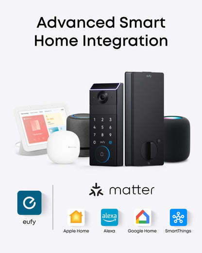 eufy FamiLock E34 Smart Lock with Palm Vein Recognition - Keyless Entry Door Lock for Front Door, Wi-Fi Keypad Deadbolt, ANSI/BHMA Grade 1, Auto Lock, Voice Control, IP65 Waterproof, No Monthly Fee