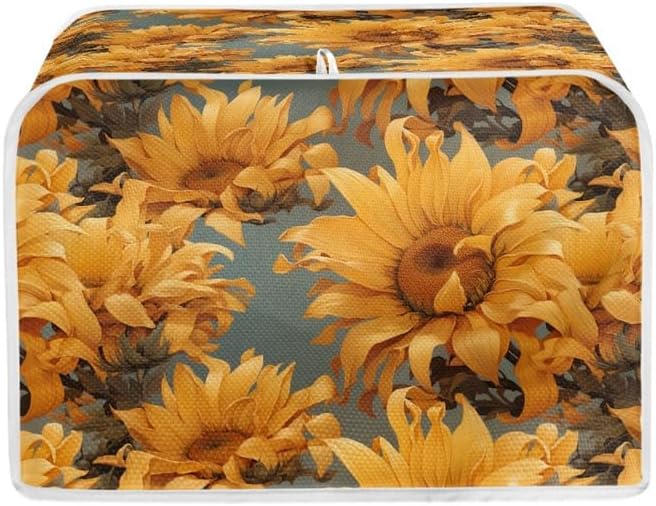 4 Slice Toaster Cover Van Gogh Style Sunflower, Plus Size Dust Cover, Oil Painting Flowers Yellow Protection