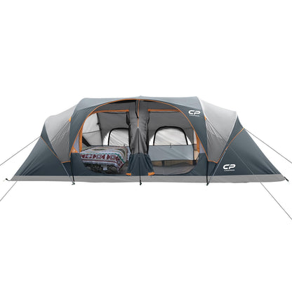 CAMPROS CP Tent 12-Person-Camping-Tents,3 Room Family Tents,Waterproof Windproof Family Tent with Top Rainfly,6 Large Mesh Windows,Double Layer,Easy Set Up, Portable with Carry Bag-20' x 9' x 72"(H)