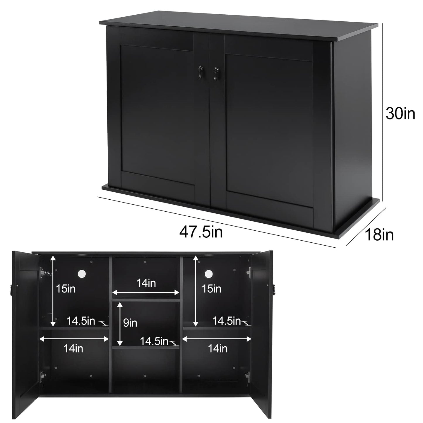 REPTI ZOO Reptile Aquarium Terrarium Wooden Stand and Cabinet with Adjustable Shelf for 48L x 18W inch Amphibian/Fish Sea Salt Water Tank Terrarium(Cabinet Only)