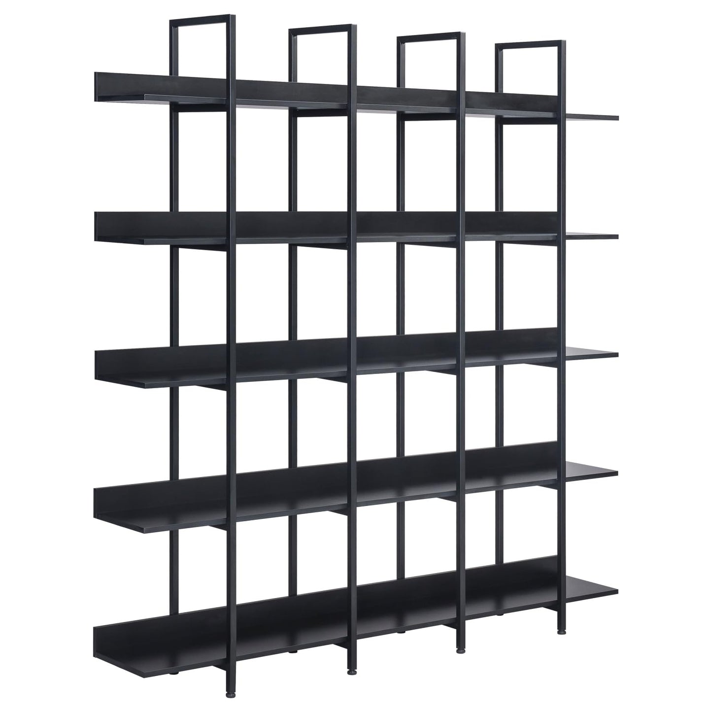 KCSWKJ 5 Tier Bookcase Home Office Open Bookshelf, Vintage Industrial Style Shelf with Metal Frame, MDF Board