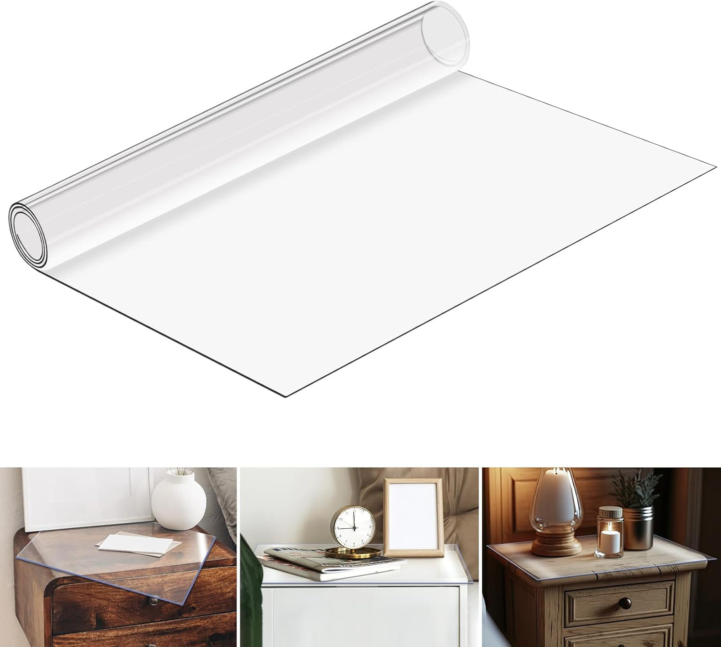 15.8 23.6 Inch, 1.5mm Trimmed Occasion(1 Ganeen Nightstand Protector, Clear Plastic Table Cover Protector x Thick