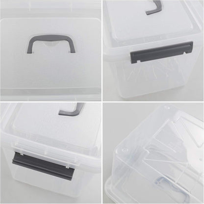 4-Pack Clear Plastic Storage Latch Box with Lids, 10 L
