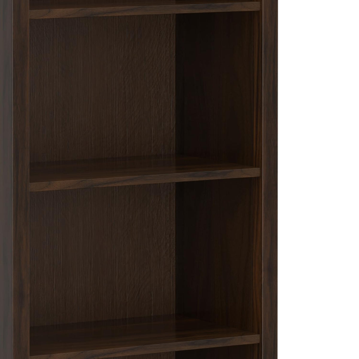 SIMPLIHOME Warm Shaker Bookcase - 72 inch Tall 5-Shelf Solid Wood Bookshelf in Tobacco Brown, Transitional Storage for Living Room, Study Room or Office with Adjustable Shelves and Tapered Legs