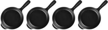 Le Creuset Mini Skillet Set - Enameled Cast Iron Cookware, 4 Pieces, .3 Qt, Matte Black