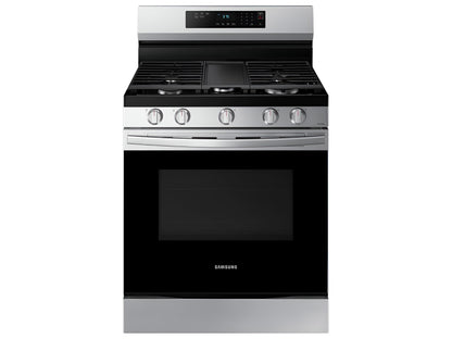 Samsung 6.0 Cu. Ft. Smart Freestanding Gas Range with 18K BTU Dual Ring Power Burner and Self Clean, Stainless Steel, NX60A6311SS/AA