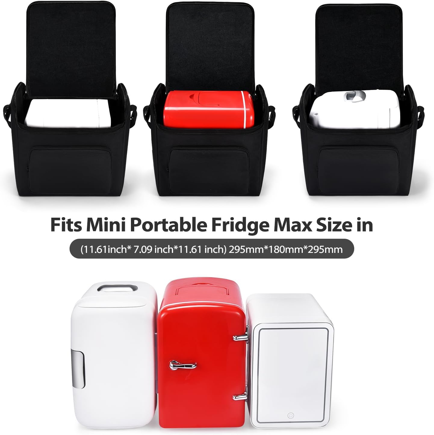 Mini Fridge Travel Case, 4L/6 Cans Portable Storage Bag for Frigidaire EFMIS129 Compact Refrigerators (Black)