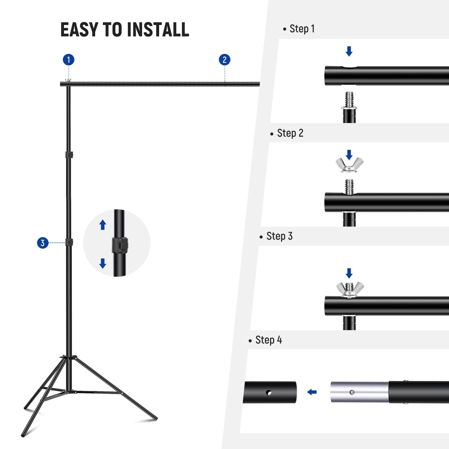 NEEWER Photo Studio Backdrop Support System + S102-400W PRO Flash Lighting Kit (2 Pack) with Light Stands, Bowens Mount Softboxes, 5 in 1 Reflector, Bag, Background Stand with Max Load 8.8lb/4kg