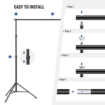 NEEWER Photo Studio Backdrop Support System + AP100C 105W RGB LED Panel Video Light with Barn Doors Dual Cooling Fans, Background Stand with 4 Crossbars, 6 Clamps, 2 Sandbags, Bag, Max Load 8.8lb/4kg