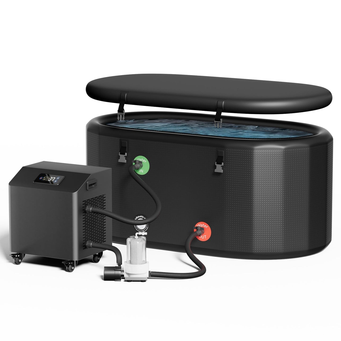 1HP Ice Bath Chiller & Cold Plunge Tub Kit, Cold Plunge Chiller with External Pump & Filter, 216 Gal Oval Ice Bath Tub, XXL Cold Plunge Tub with Water Chiller for Cold Therapy Recovery