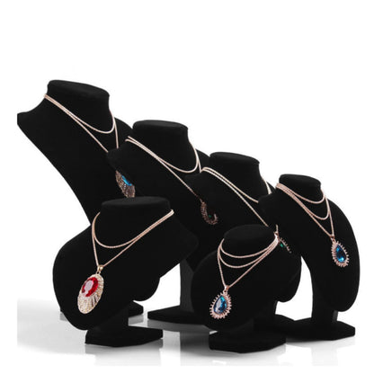 Comelyjewel Necklace Display Stand Set of 2, 21cm Velvet Jewelry Bust for Necklaces & Earrings, Tangle-Free Organizer for Dresser, Jewelry Display for Home & Vendors (Black Velvet)