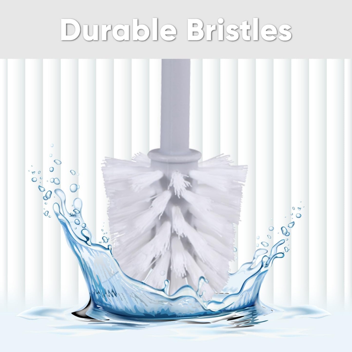 Set, (1 Pack) Superio Ribbed Collection - Decorative Plastic Toilet Bowl Brush and Holder White Smoke Cleaner Scrubber