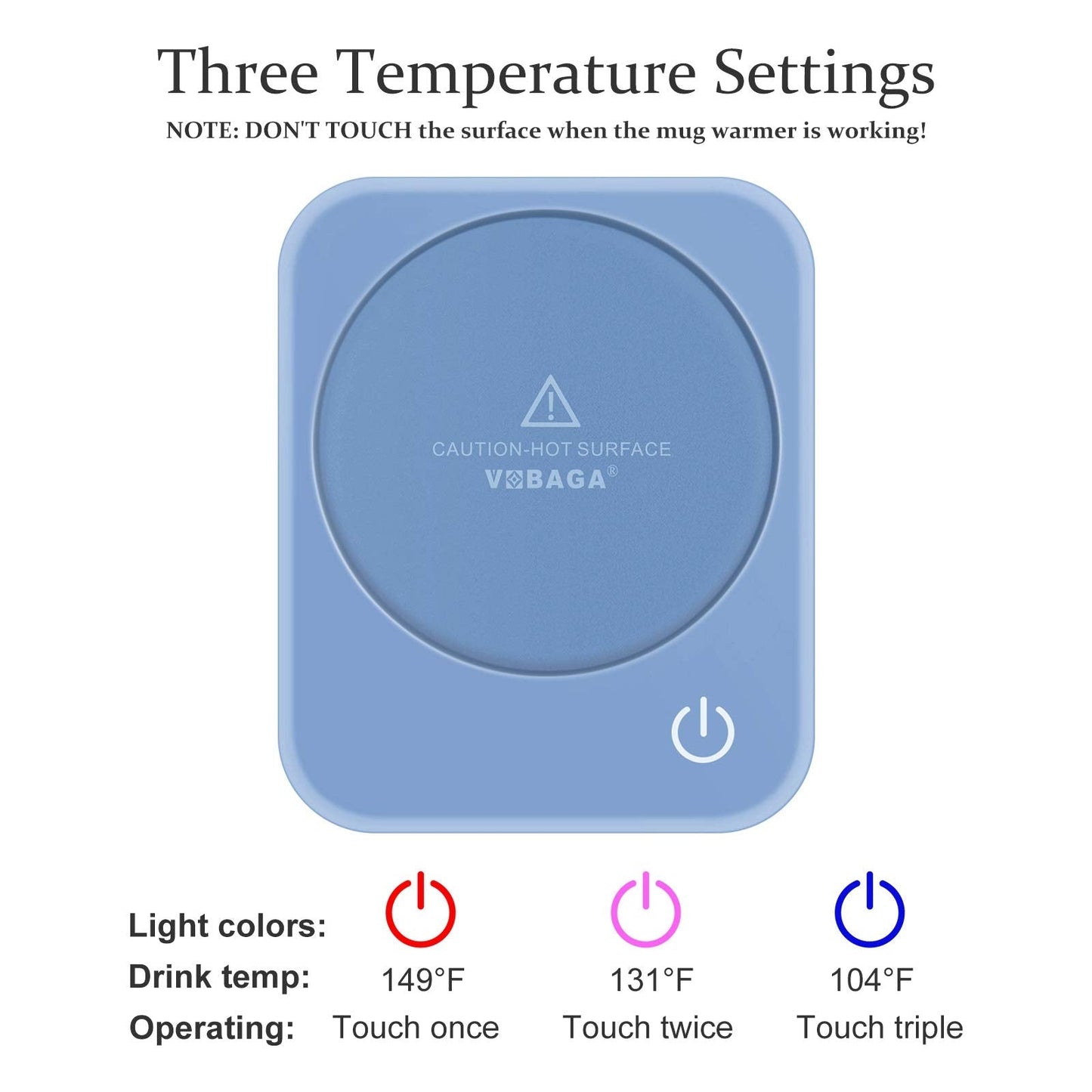 VOBAGA Mug Warmer Set, Coffee Warmer for Desk with 11oz Ceramic Mug, Auto Shut Off & 3-Temp Settings, Smart Coffee Cup Warmer, Home Office Essentials Coffee Set