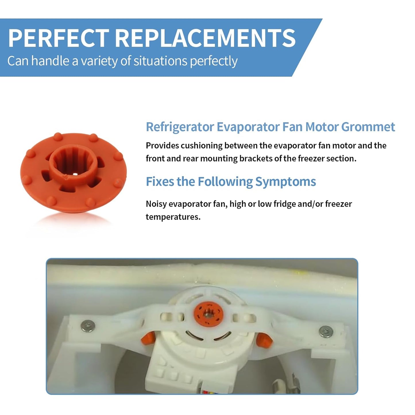 WR02X12008 Refrigerator Evaporator Fan Motor Grommet for GE & Hotpoint Refrigerators, Replacement Parts