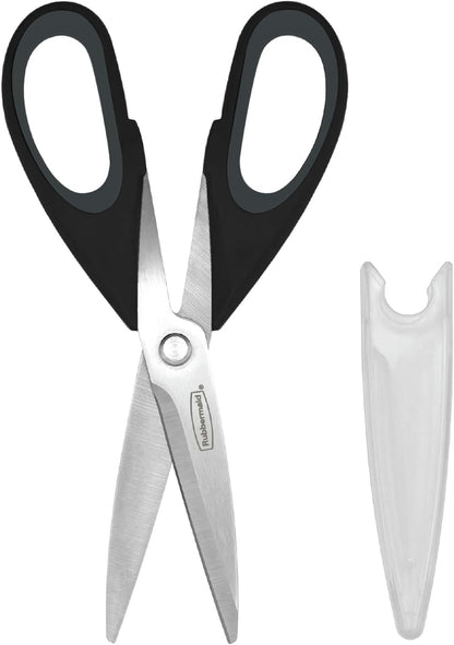 Rubbermaid Kitchen Scissors - Heavy Duty Stainless Steel Shears with Protective Sheath | Dishwasher Safe, Black