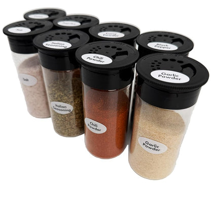 KEEPERS 8 Hanging Spice Jar Set - 128 Labels - View & Store Seasonings, Spices & Sprinkles - Use With Coffee Keeper 16 or 24 Hole Under Cabinet Kitchen Storage Organizer (8 qty - 100mL 4oz size)