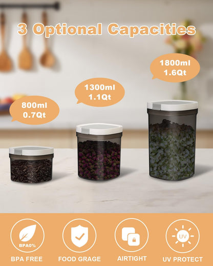Large Food Storage Containers with Lid Airtight, 1.6QT/1800ML BPA Free Plastic Canister for Flour, Sugar, Cereal, Coffee