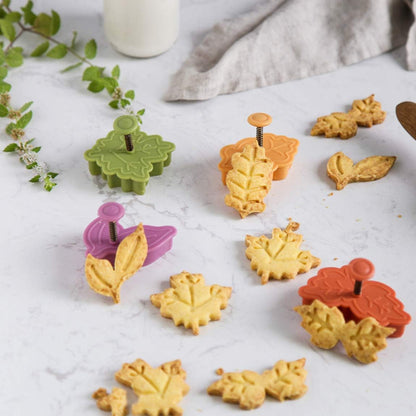 Yunko Cake Leaves Baking Pie Crust Cookie Cutters, Set of 4