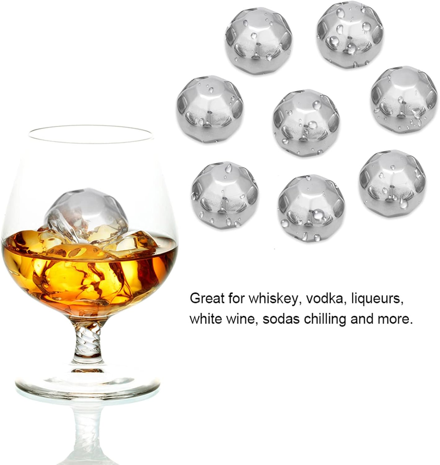 Stainless Steel Ice Spheres for Chilled Wine, Whiskey, and Fruit Drinks