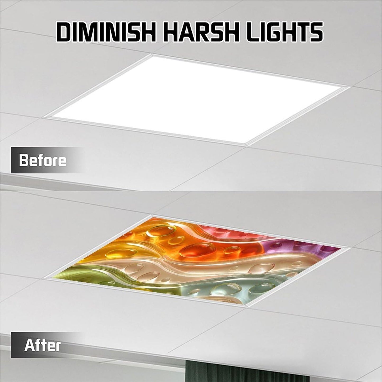 YEXLE 2PCS Stained Glass Fluorescent Light Covers Magnetic Ceiling Light Cover, Classroom Lights Covers Classroom Supplies for School Classroom Home Office,4 X 2 Feet